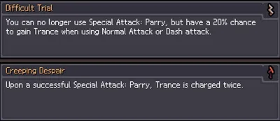 Dagger upgrade cards for Difficult Trial and Creeping Despair