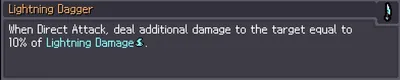 Dagger upgrade card for Lightning Dagger