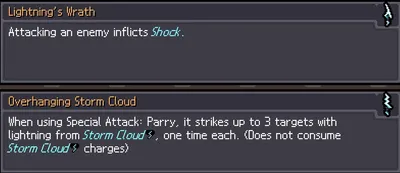 Dagger upgrade cards for Lightning's Wrath and Overhanging Storm Cloud