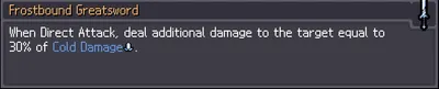 Greatsword upgrade card for Frostbound Greatsword