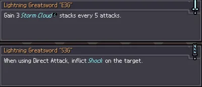 Greatsword upgrade cards for Lightning Greatsword E3G and S3G