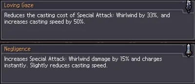 Greatsword upgrade cards for Loving Gaze and Negligence