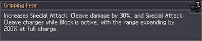 Sword and shield upgrade card for Gripping Fear
