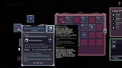 Inventory grid with an item tooltip and a set bonus panel open